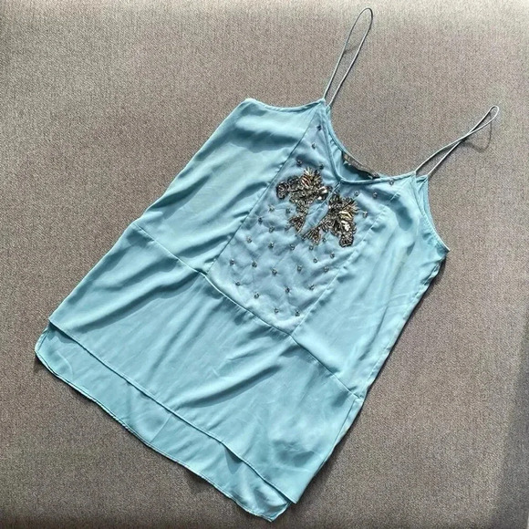 ZARA Beaded Front Tank Top Small - Picture 1 of 9